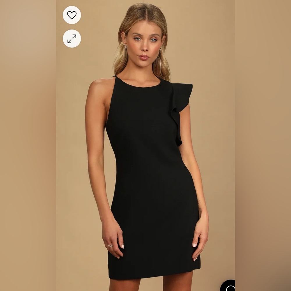 Lulus Dinah Black One Shoulder Dress Size S NWT